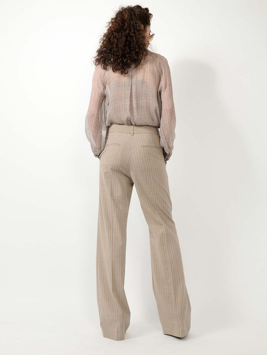 Sand tennis pinstripe wide leg trousers