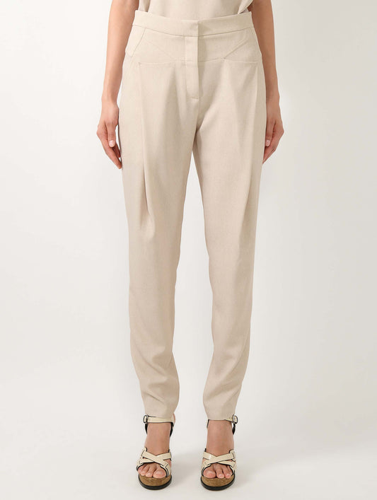 Sand printed crepe trousers