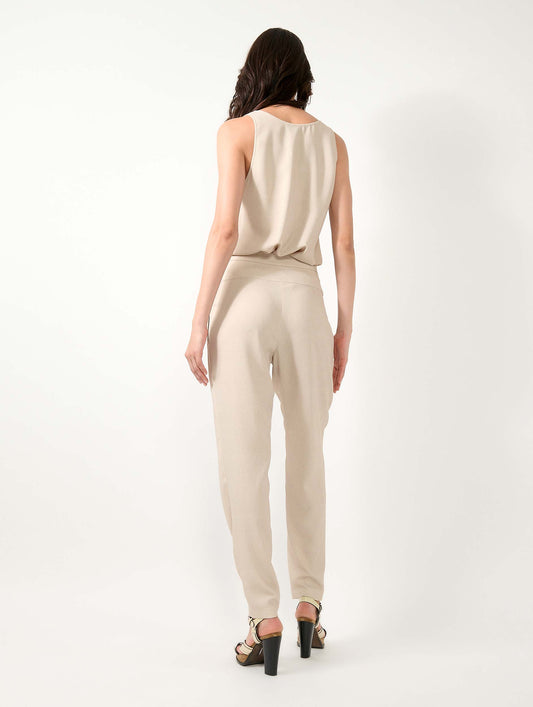 Sand printed crepe trousers