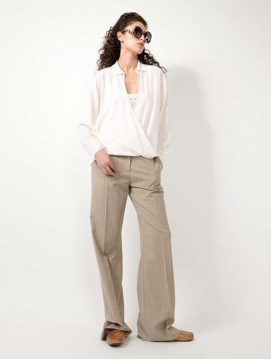 Ivory extra-fine wool and silk wrap sweater