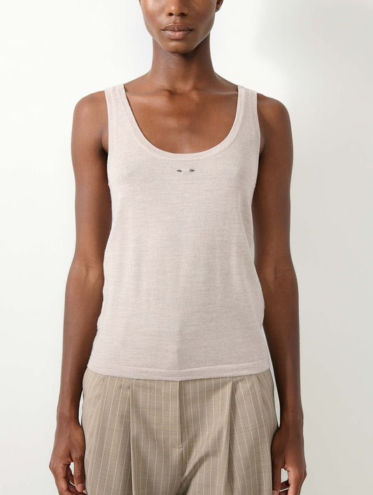 Sand extra-fine wool and silk tank top