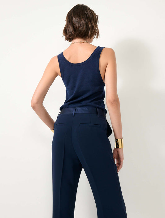 Navy extra-fine wool and silk tank top