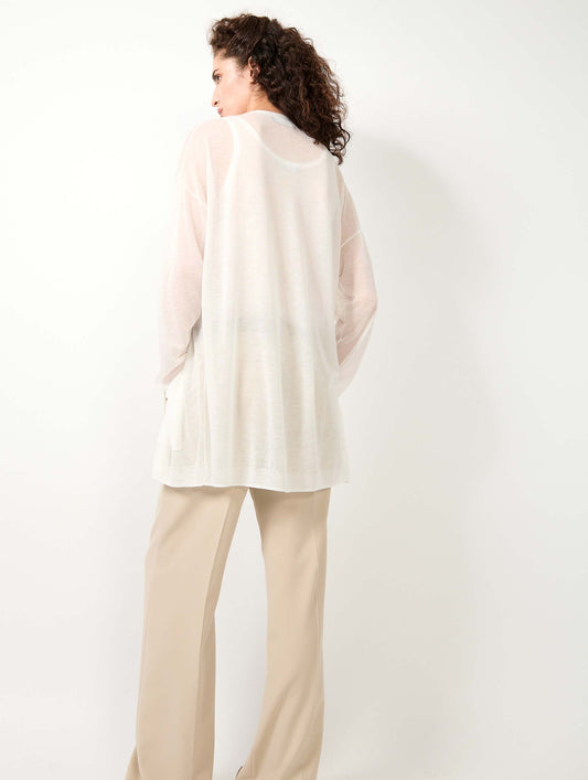 White extra-fine knit long cardigan