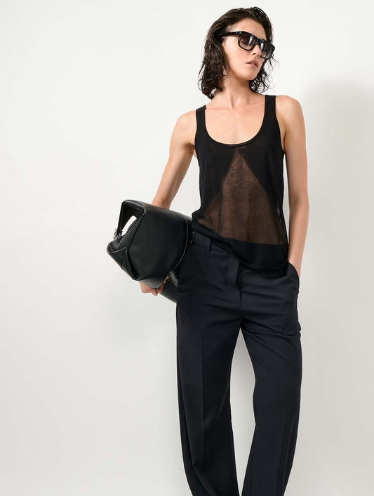 Black extra-fine knit tank top