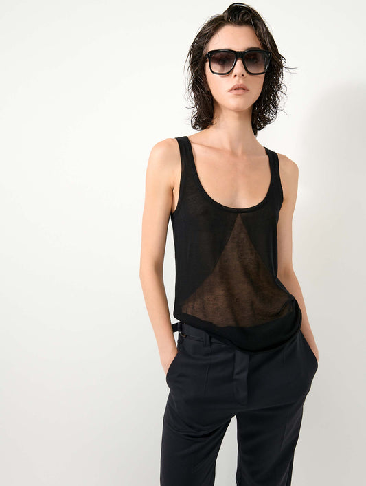 Black extra-fine knit tank top