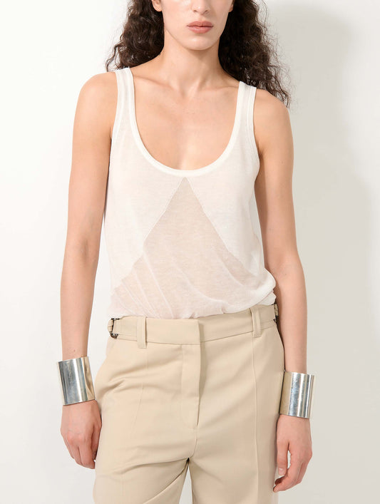 White extra-fine knit tank top