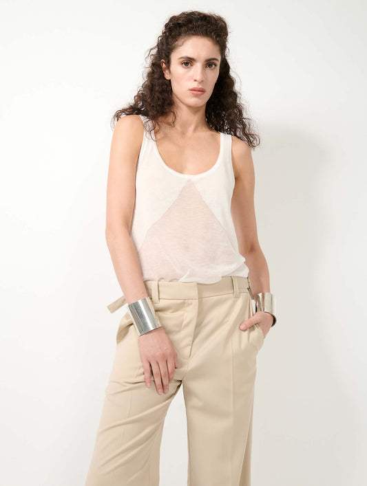 White extra-fine knit tank top