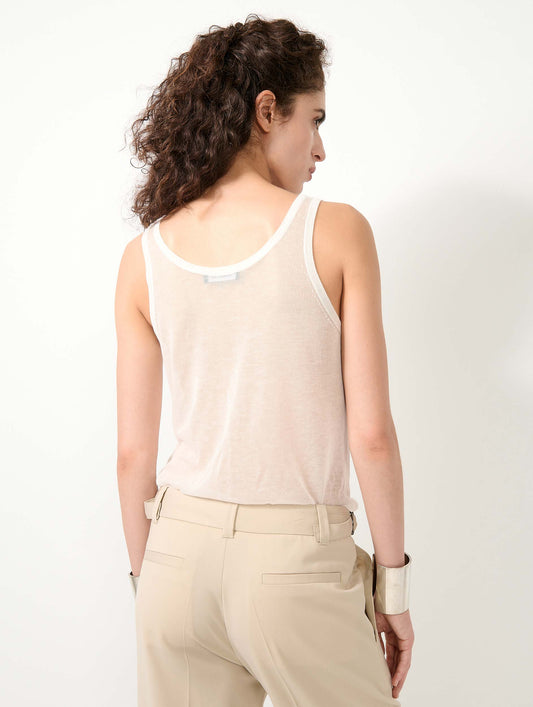 White extra-fine knit tank top