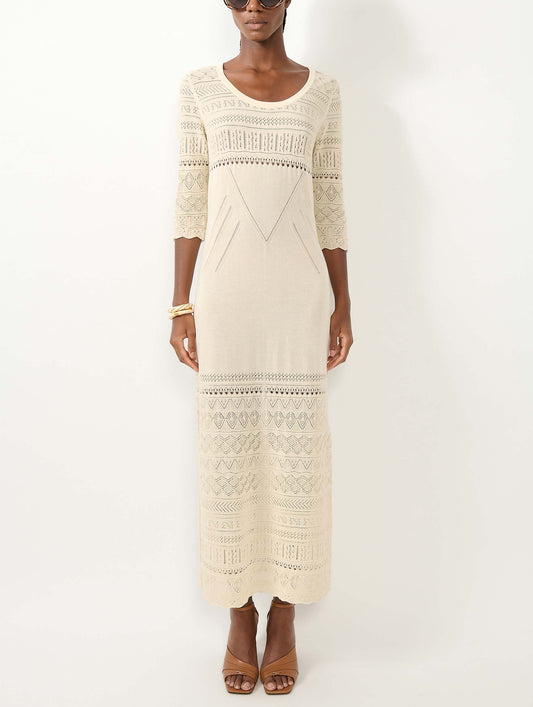 Sand slit knit long dress