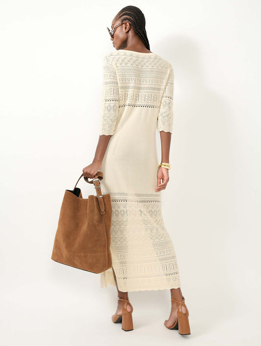 Sand slit knit long dress