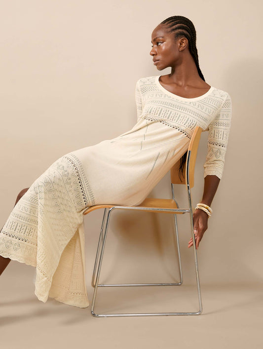 Sand slit knit long dress
