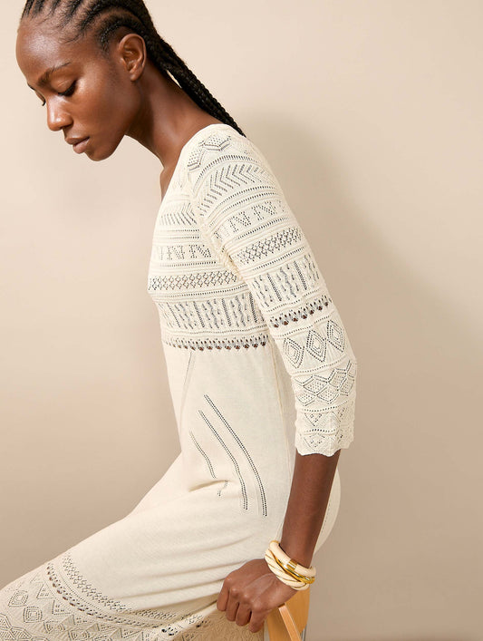 Sand slit knit long dress