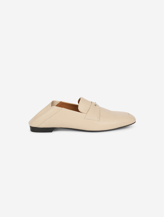 Ivory leather open-back loafers