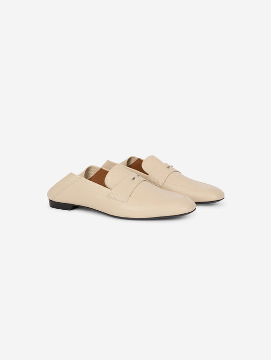 Ivory leather open-back loafers