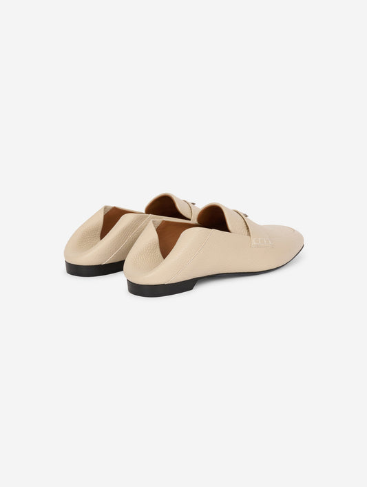 Ivory leather open-back loafers