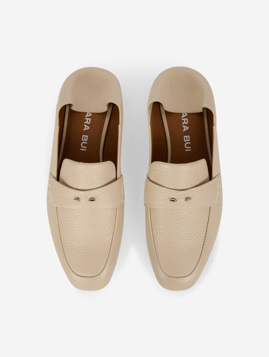 Ivory leather open-back loafers