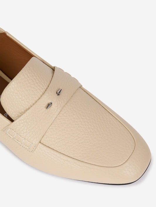 Ivory leather open-back loafers