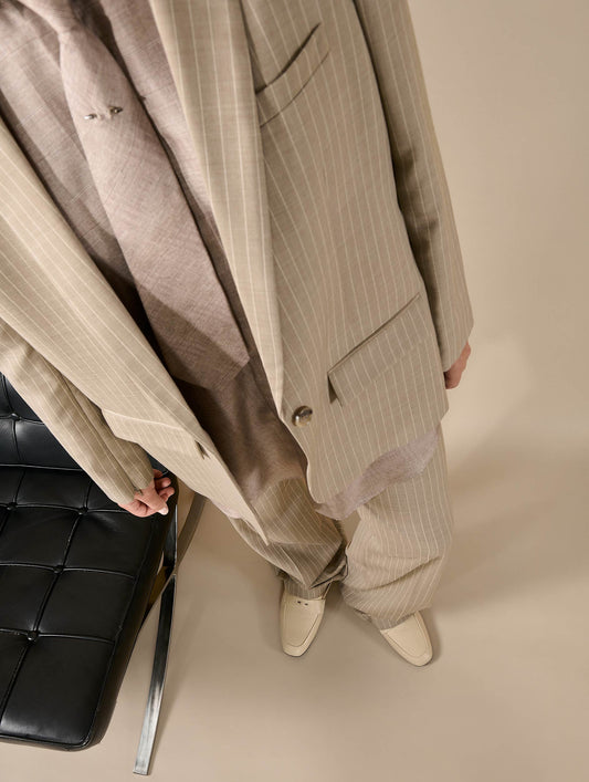 Ivory leather open-back loafers