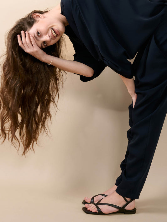 Black leather strappy sandals