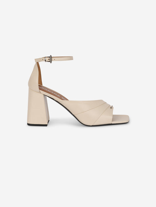 Asymmetrical ivory leather sandals