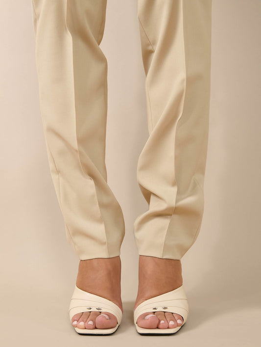 Asymmetrical ivory leather sandals