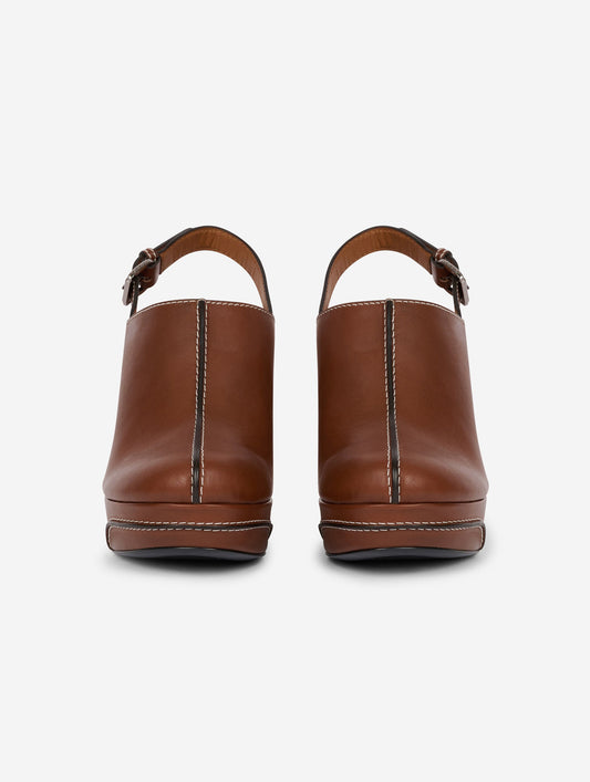 Chocolate leather wedge clogs