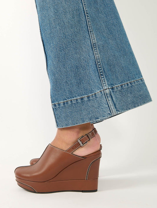 Chocolate leather wedge clogs