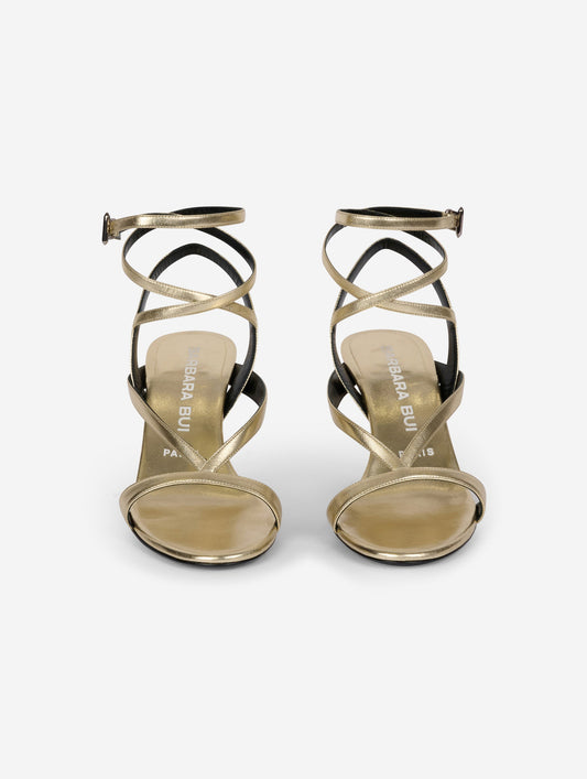 Gold leather strappy sandals