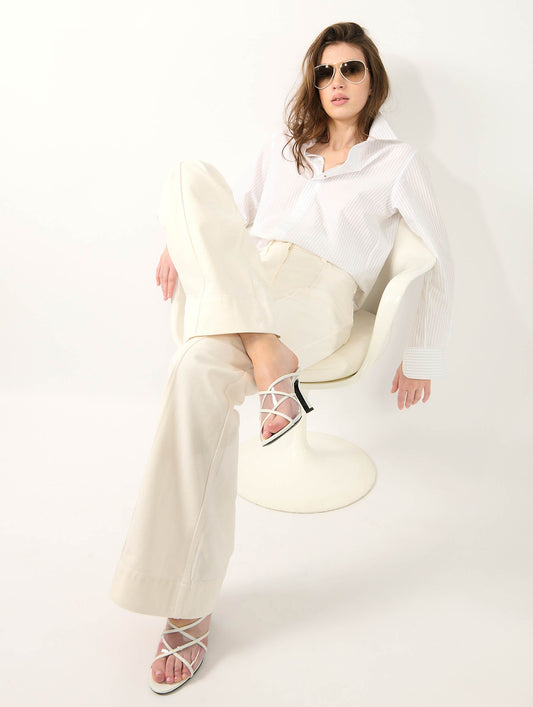 Plexiglass and white leather mules