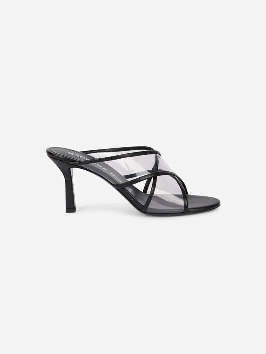 Plexiglass and black leather mules