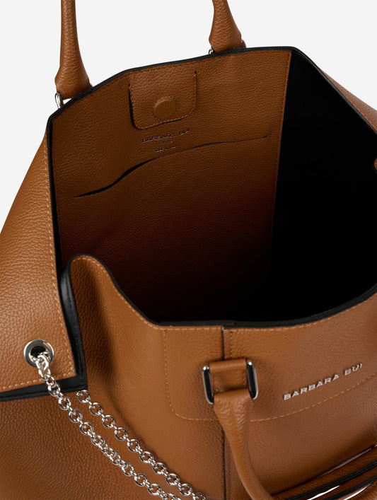 "Big Chamallow" bag in caramel leather