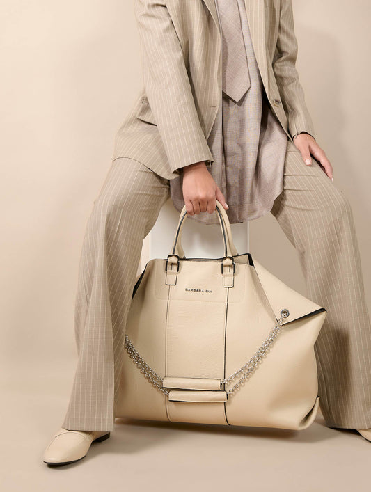 "Big Chamallow" bag in off-white leather