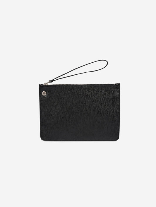Black leather zip pouch