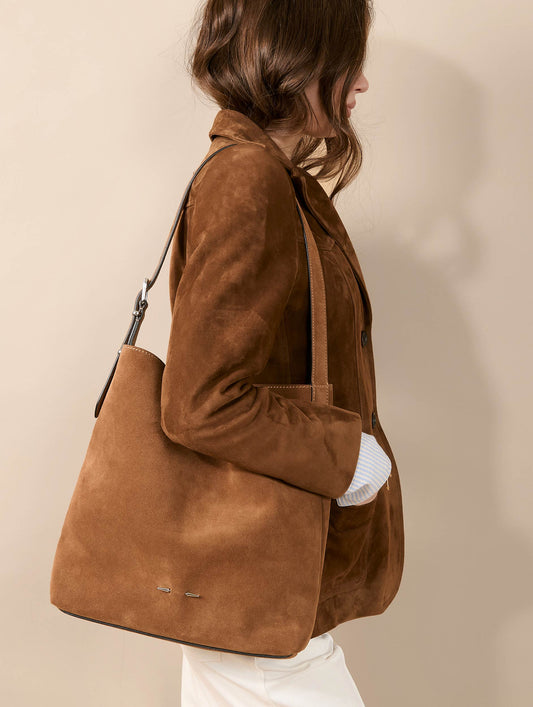 "B. Fore" bag in hazelnut suede