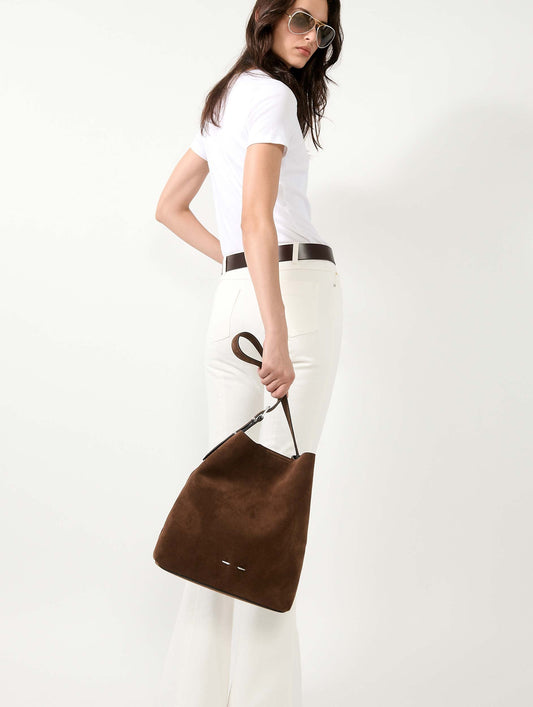 "B. Fore" bag in chocolate suede