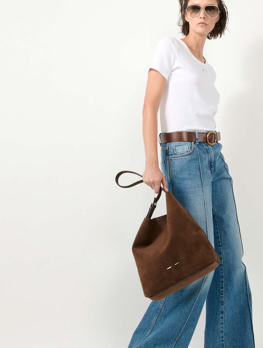 "B. Fore" bag in chocolate suede