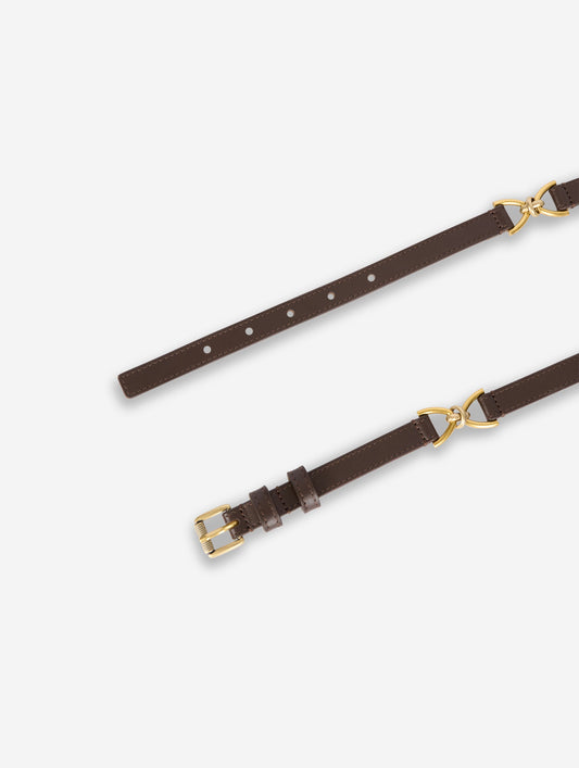 Coffee brown leather belt