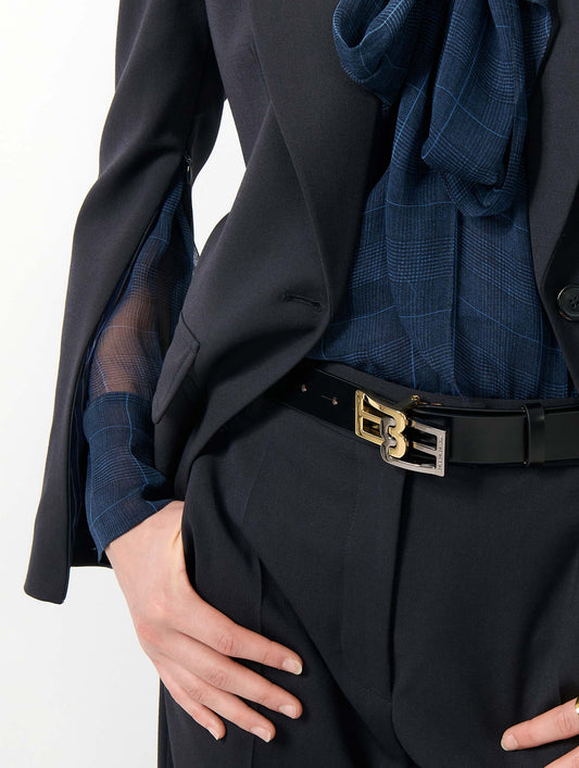 Black leather logo belt
