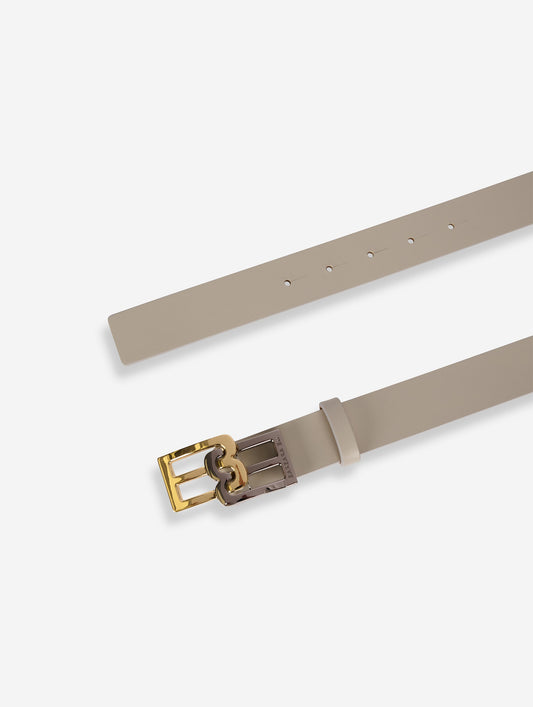 Light grey leather logo belt