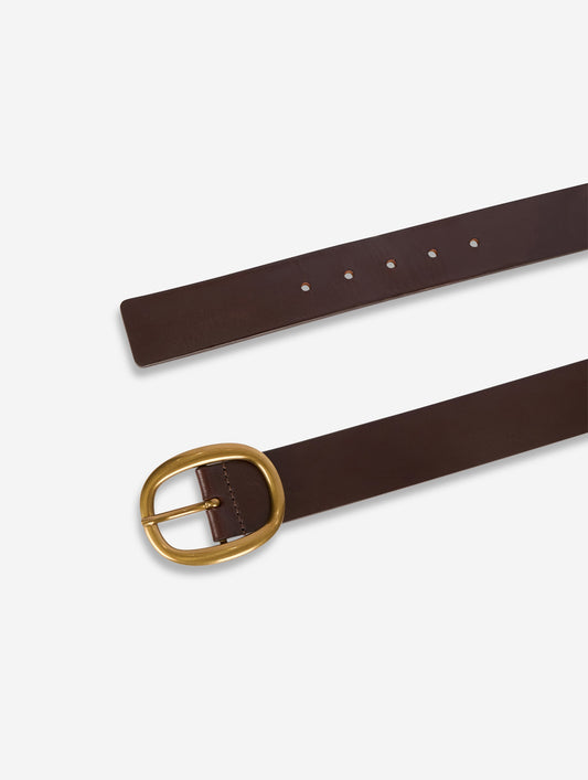 Coffee brown leather belt
