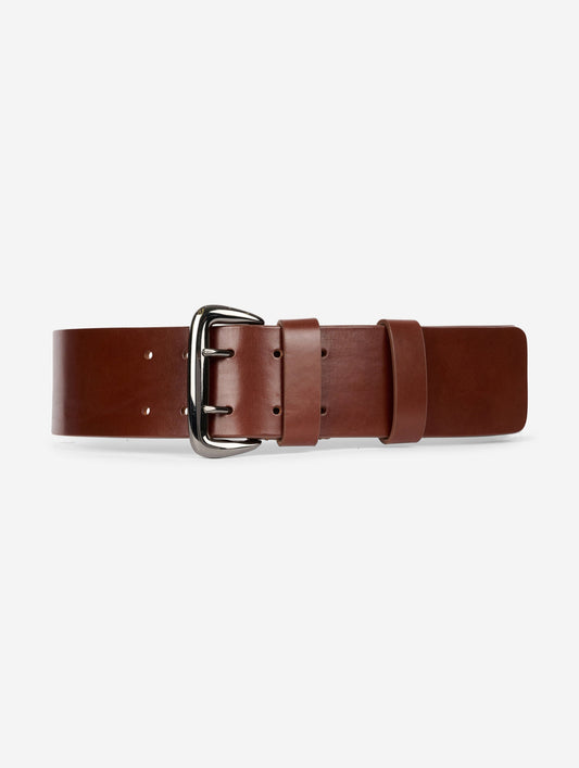 Chestnut brown leather belt