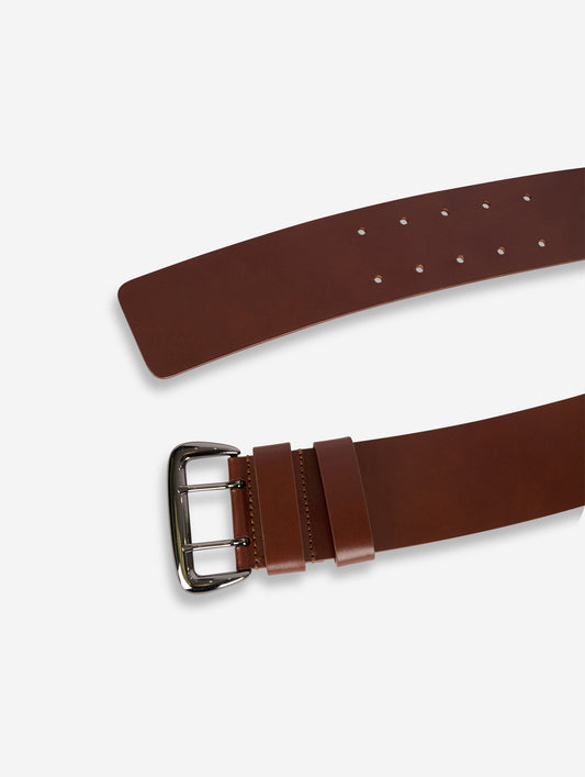 Chestnut brown leather belt