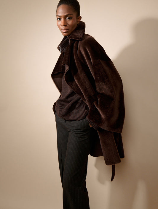 Chocolate reversible shearling coat