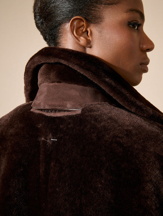 Chocolate reversible shearling coat