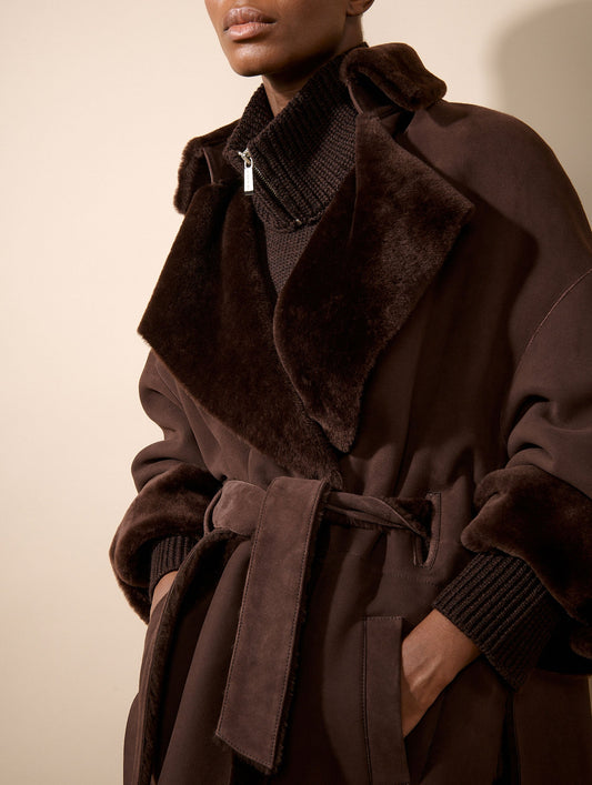 Chocolate reversible shearling coat