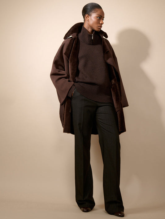 Chocolate reversible shearling coat