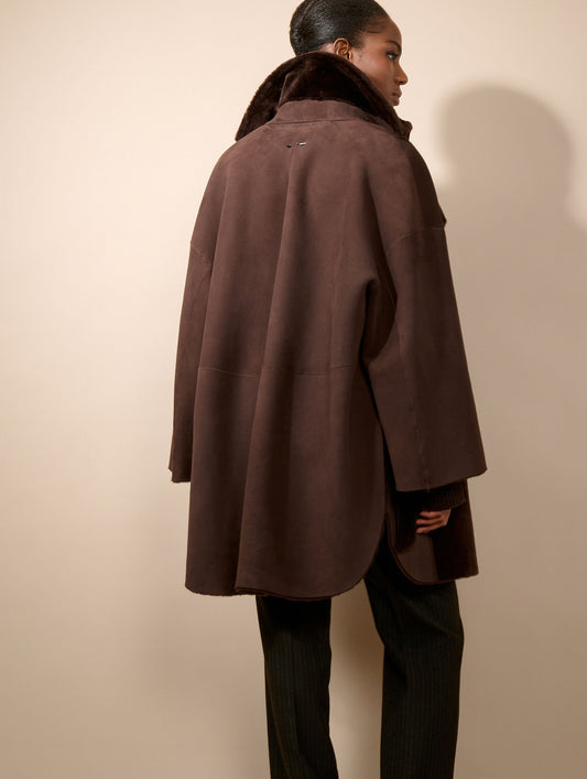 Chocolate reversible shearling coat