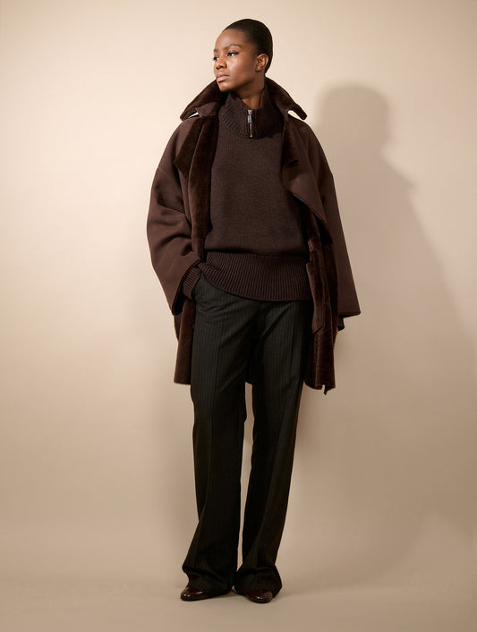 Chocolate reversible shearling coat