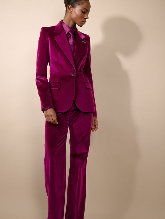 Cyclamen velvet fitted jacket
