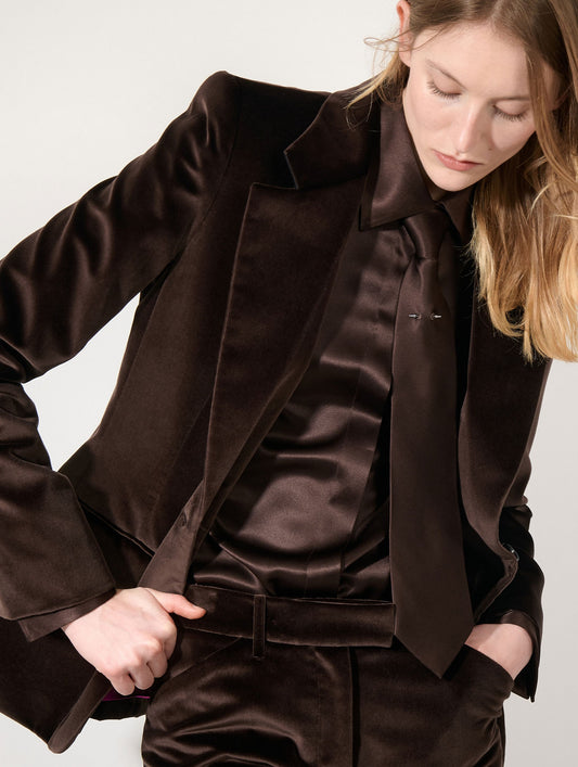 Mocha velvet fitted jacket